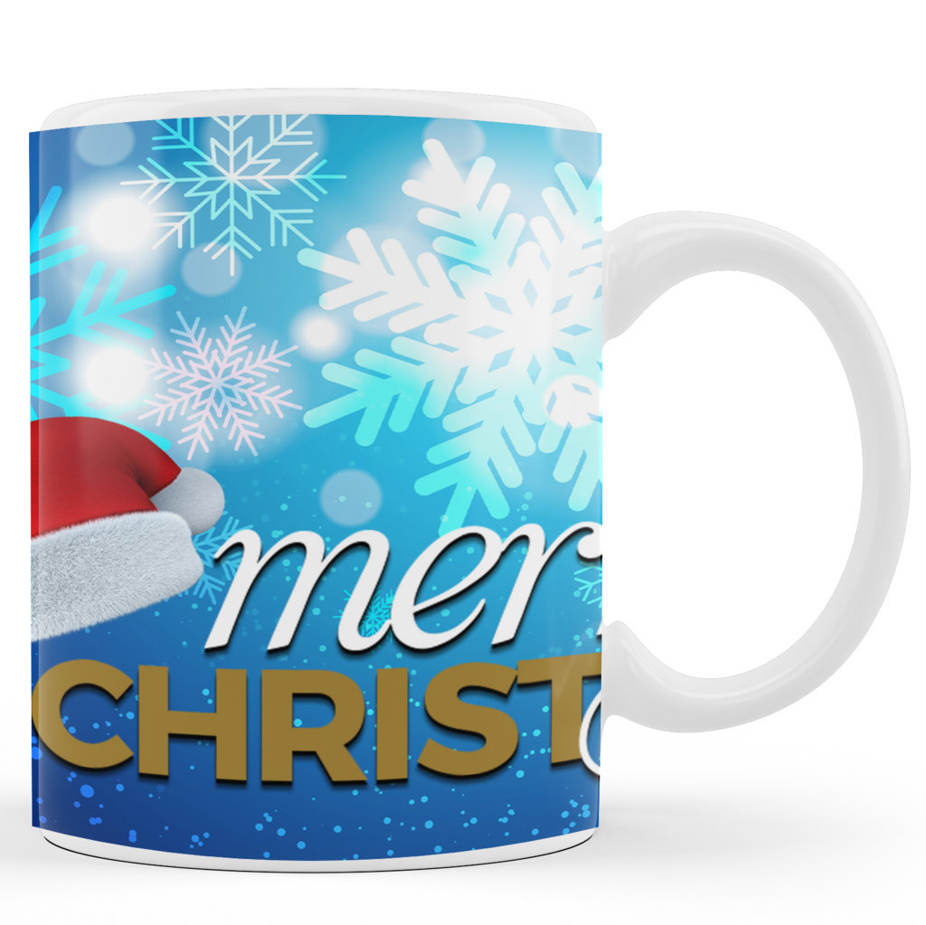Printed Ceramic Coffee Mug | Santa Cap |Merry Christmas Day Mug | 325 Ml 